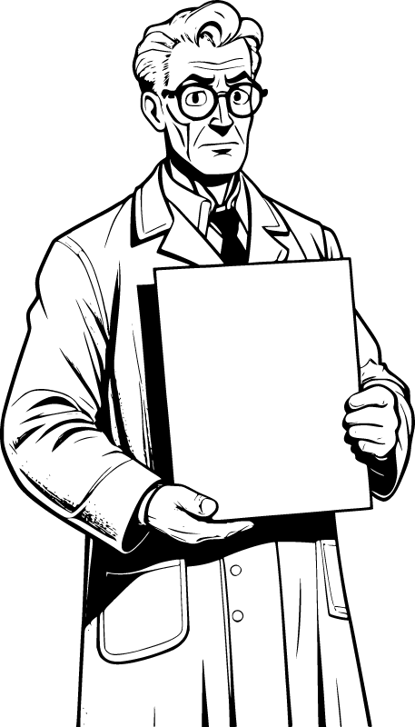 Scientist with Blank Sign