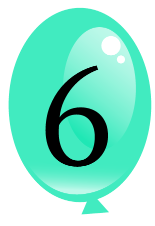 Party Balloon with Number 6