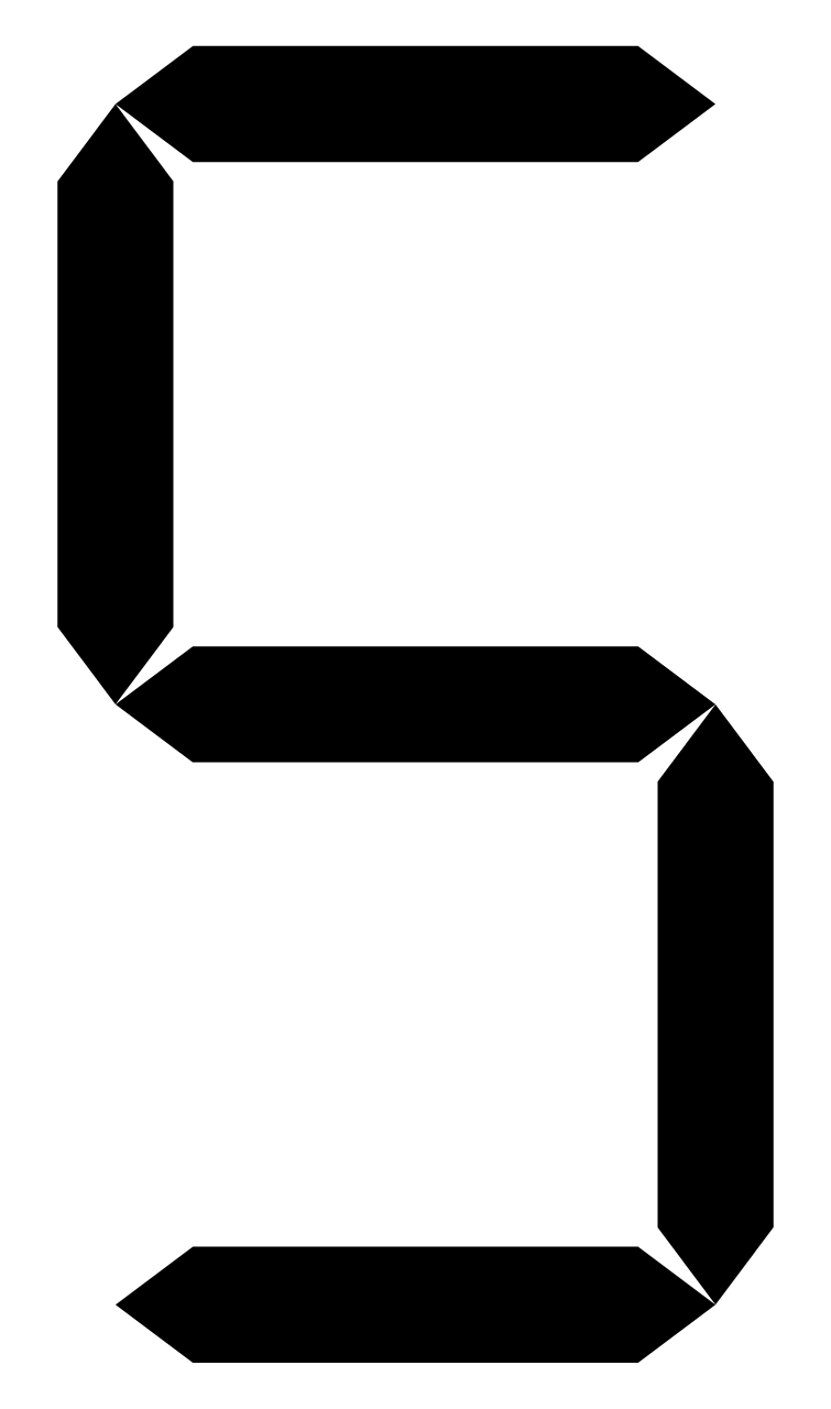 Digital clock number 5
