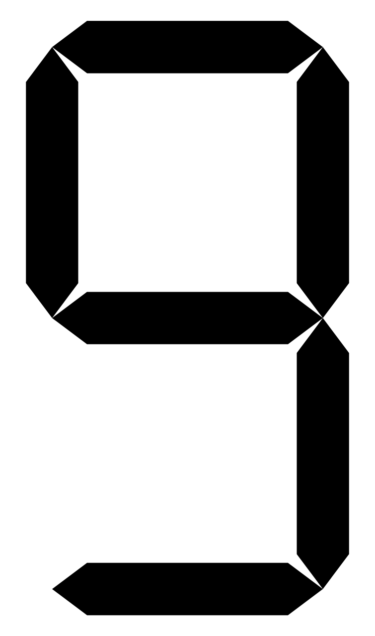 Digital clock number 9