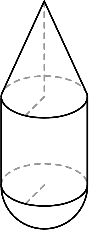Cone-Cylinder-Hemisphere Composite