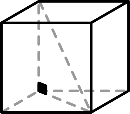 Cube with Internal Right Triangle