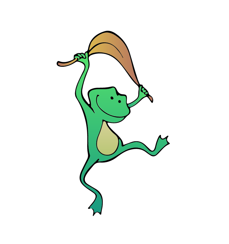 Flying frog with leaf