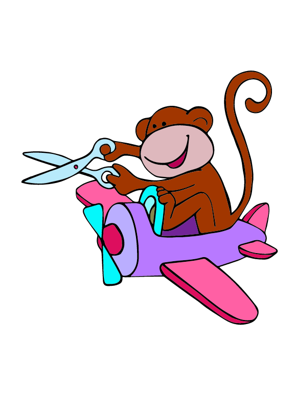 Monkey piloting a pink airplane