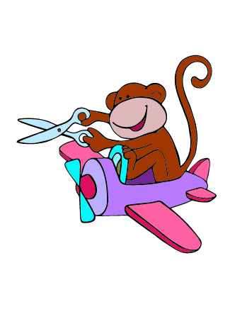 Monkey piloting a pink airplane
