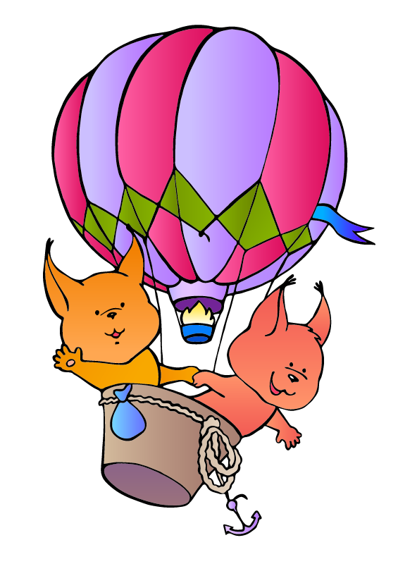 Flying squirrels in hot air balloon
