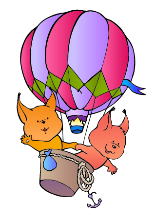Flying squirrels in hot air balloon
