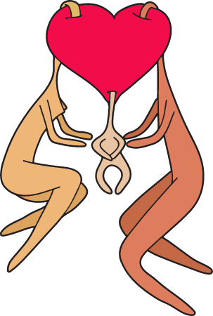 Surreal family with heart head