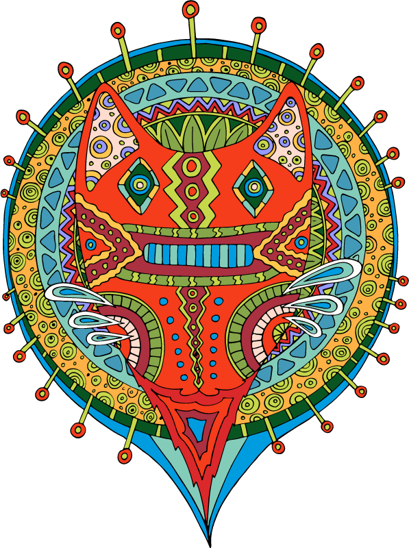 Forest Cat with Tribal Pattern