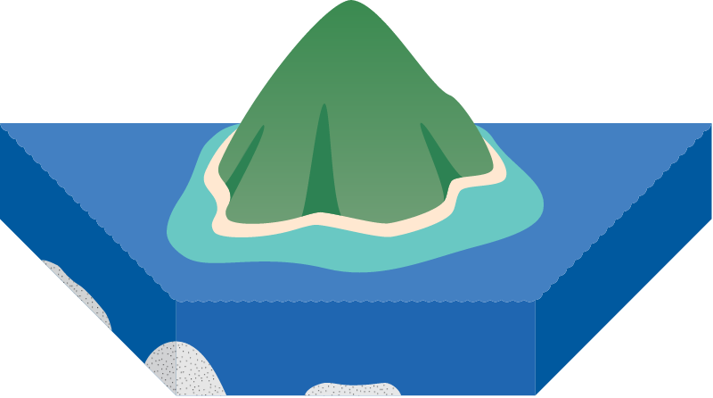 Reef 3d Volcanic Island with Barrier Reef