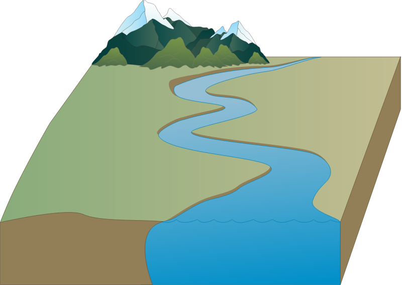 River 3d Mountains and Plain