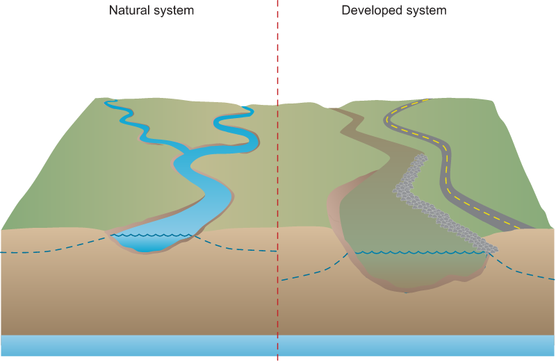 River 3d Comparison Natural vs. Developed