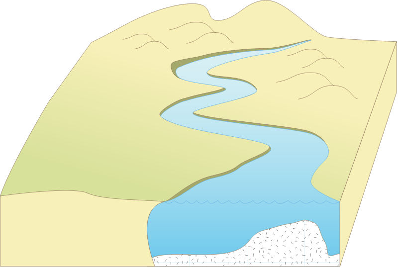 River 3d Foothills and Sandy Riverbed
