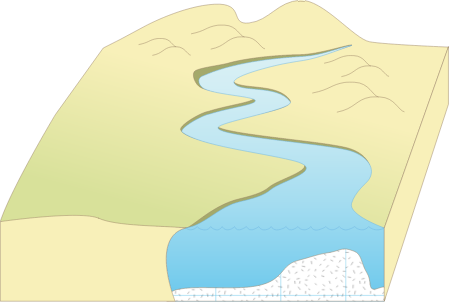 River 3d Foothills and Sandy Riverbed