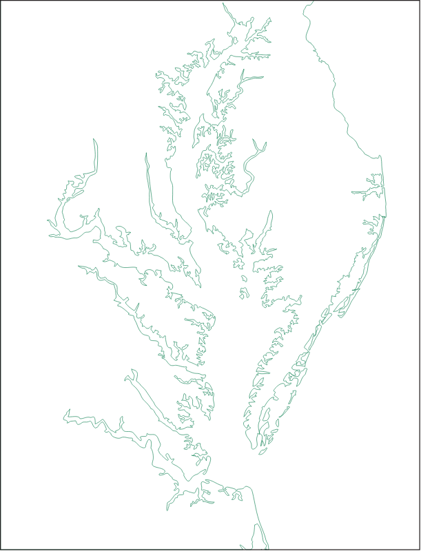 USA MD VA Chesapeake Bay Line Map