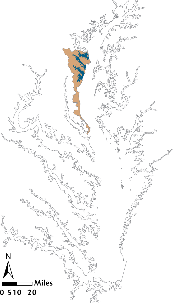 USA MD Lower Western Shore Watershed Locator Map