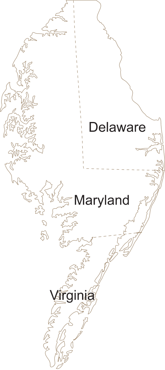 USA DE MD VA Delmarva Line Map