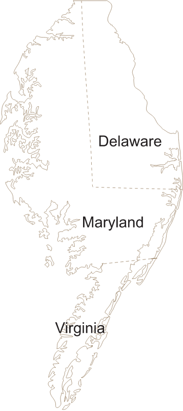 USA DE MD VA Delmarva Line Map