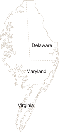 USA DE MD VA Delmarva Line Map