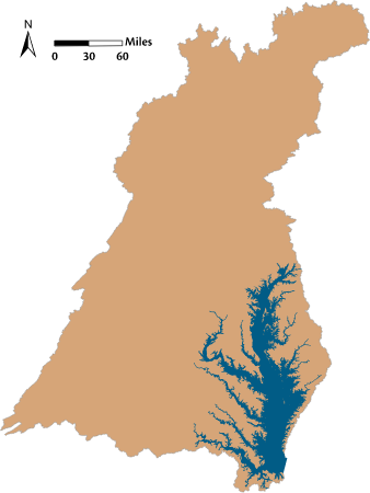 USA MD VA Chesapeake Bay Watershed Locator Map