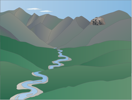 Mountains 3d Rocky Outcrop and Stream