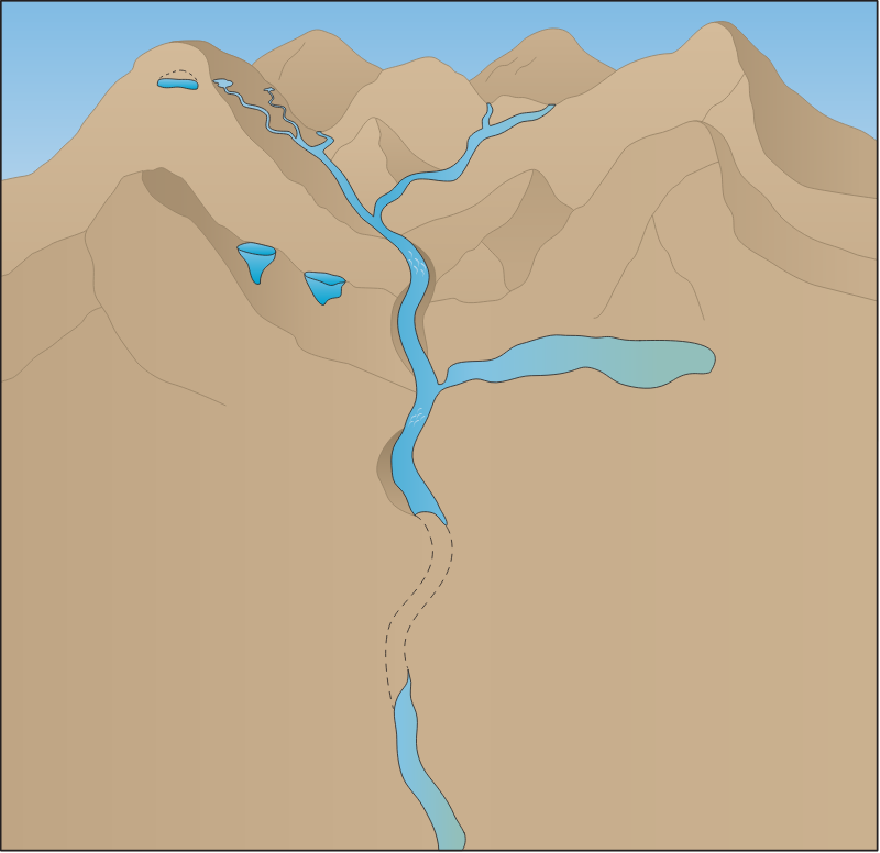 Mountains 3d River Tinajas and Marsh