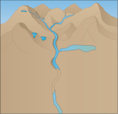 Mountains 3d River Tinajas and Marsh