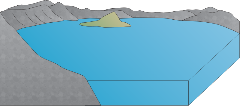 Lake 3d Caldera Lake with Volcanic Island