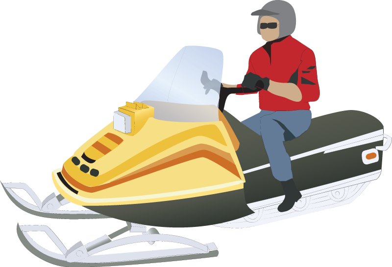 Snowmobile with Rider