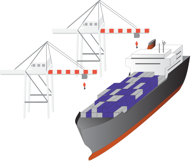 Freight Port with Cargo Ship