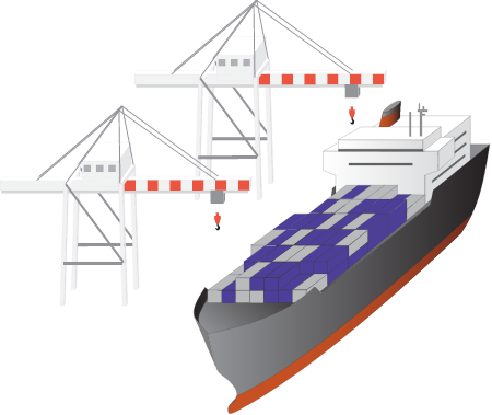 Freight Port with Cargo Ship