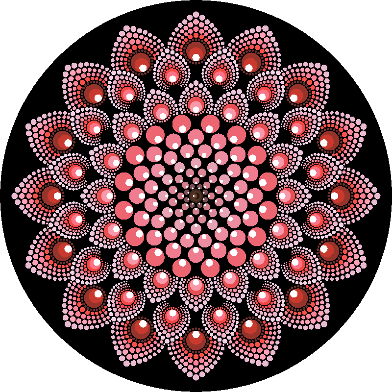 3D Red Flower Dot Mandala