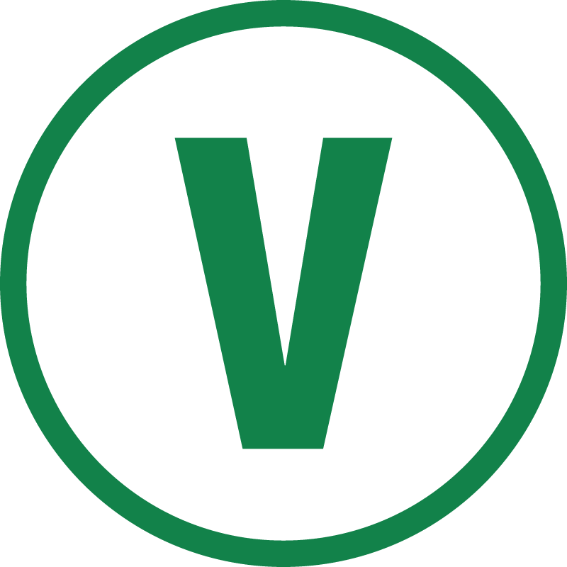Green Vegan V on White Circle