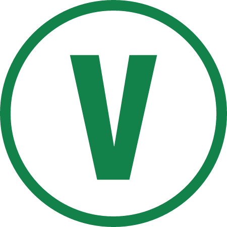 Green Vegan V on White Circle