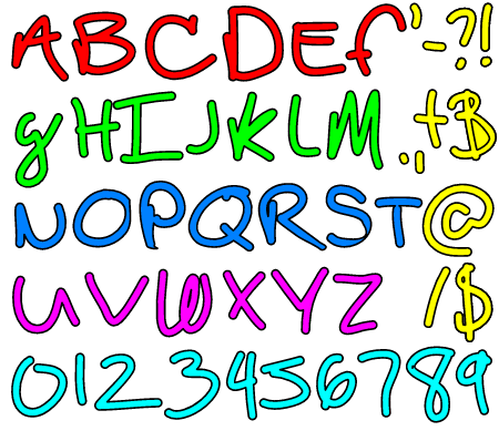 Colorful Alphabet in Bojarski Font