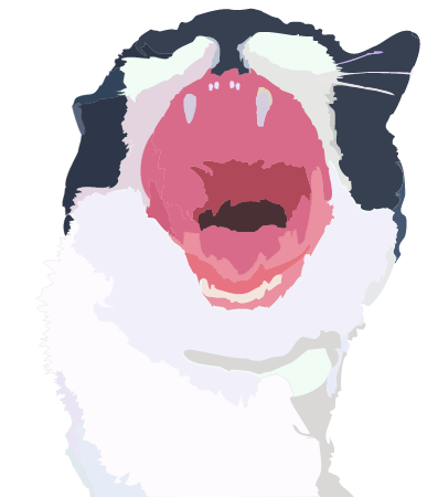 Roaring or Yawning Cat Cartoon