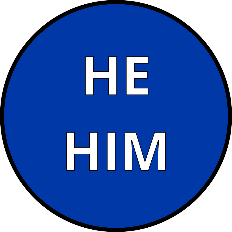 He/Him Pronouns Badge (Dark Blue)