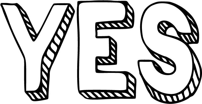 Yes 3D Word Art in White