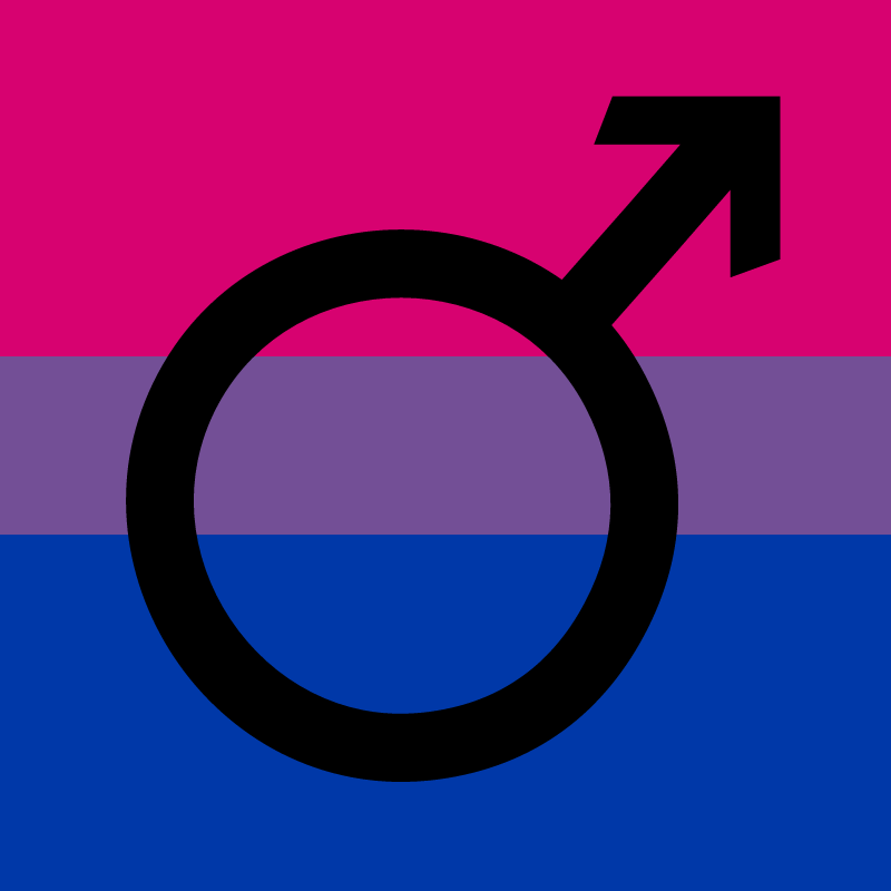 Bisexual Flag with Mars Symbol in Black