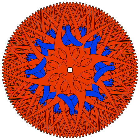 Red and Blue Kruhotvar – Geometric Swirl