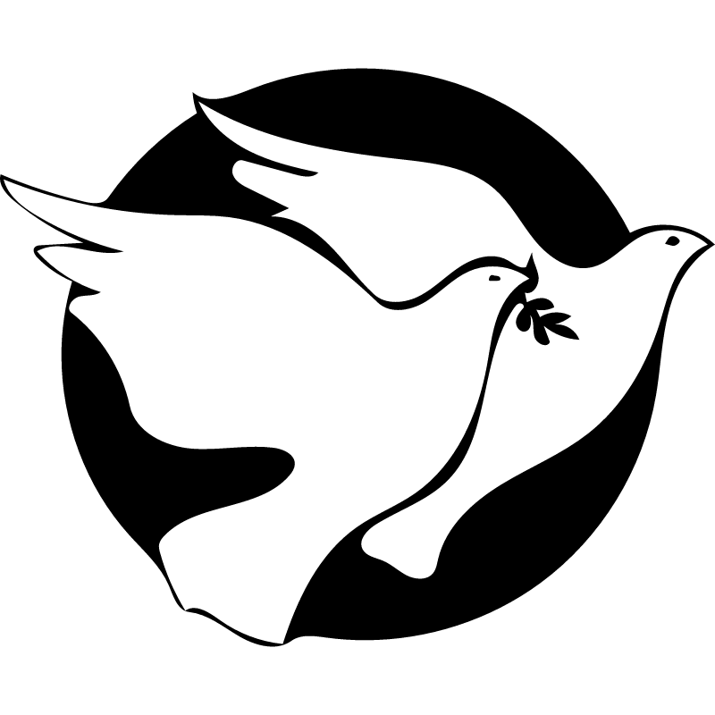White Doves with Olive Branch Silhouette
