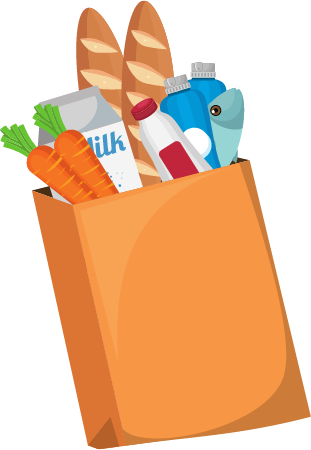 Grocery Bag with Assorted Food
