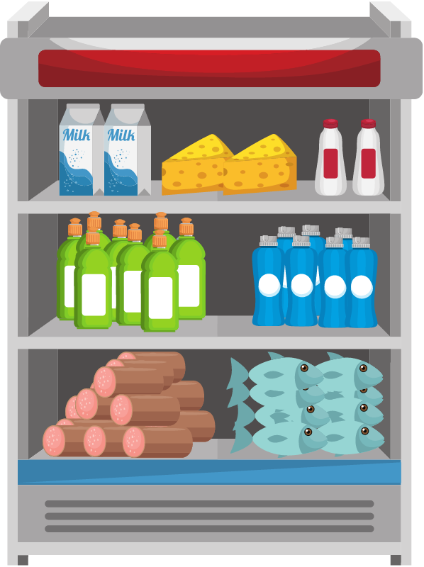 Wide Stocked Grocery Shelf