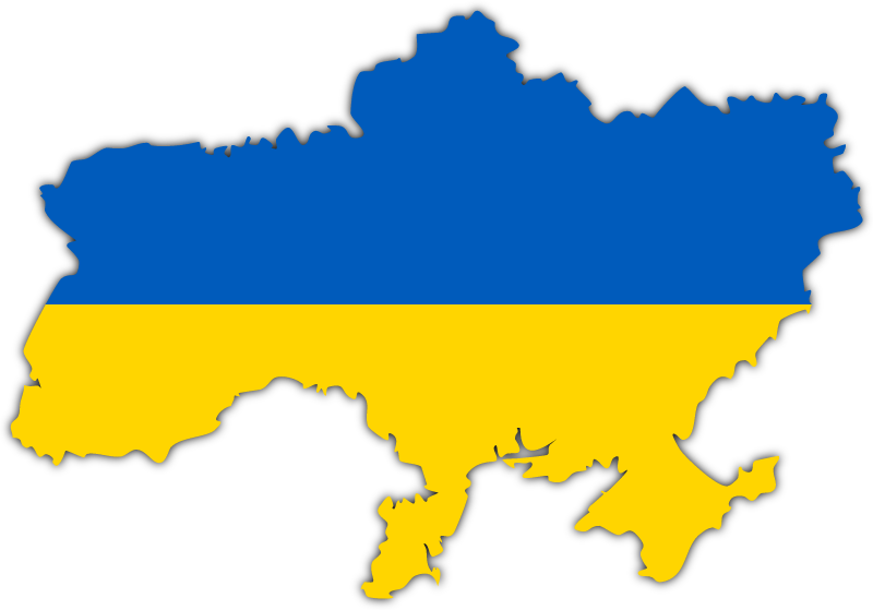 Ukraine Map with National Colors