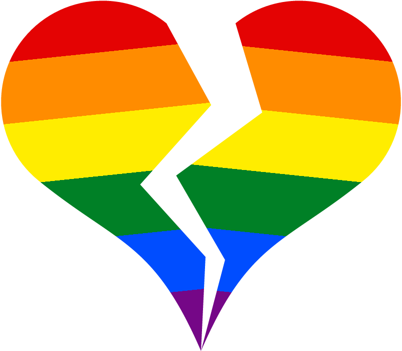 Broken Heart with Gay Pride Gradient