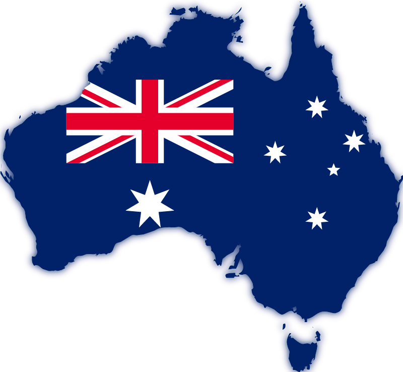 Australian Map with Shadowed Flag