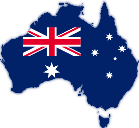 Australian Map with Shadowed Flag