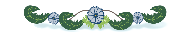Floral Arabesque Garland with Blue Flowers