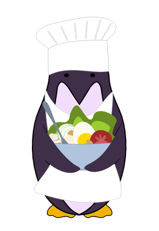 Chef Penguin with Salad Bowl