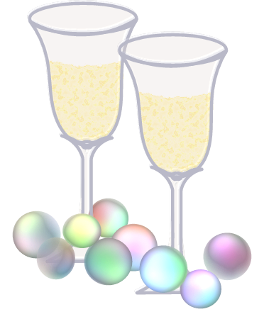 Champagne Glasses with Iridescent Bubbles
